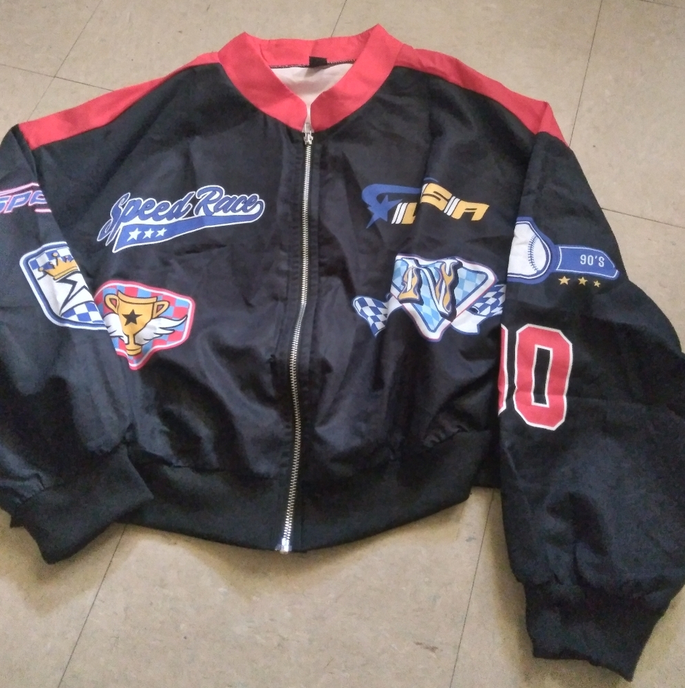 Black and Red Racing Bomber Jacket
